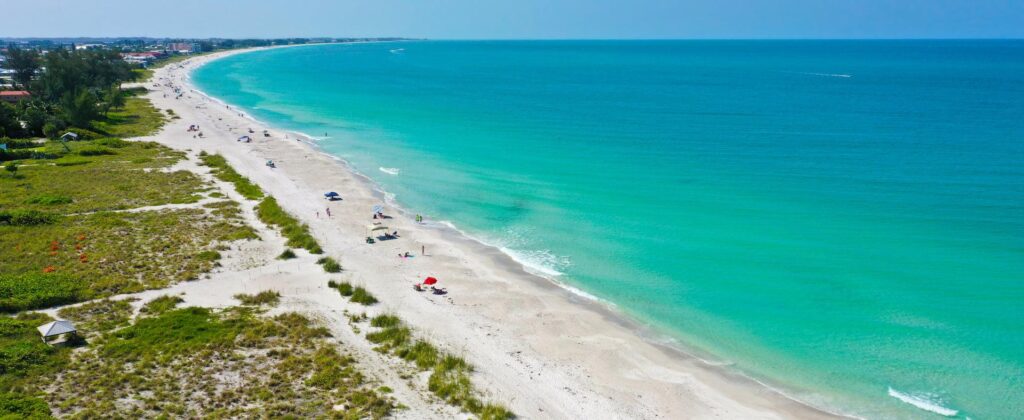 Emerald waters and quiet beaches near Mexico Beach on Florida's Panhandle, an overlooked destination for boating, fishing, and uncrowded coastal vacations.