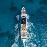 A luxury yacht gliding across the turquoise waters of the Côte d’Azur.