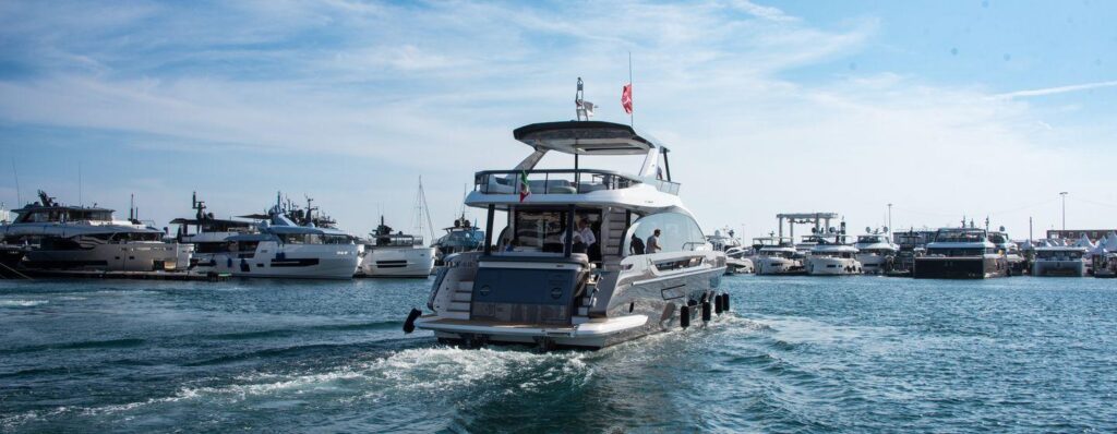 A charter boat leaving the marina, representing new opportunities in the water economy.