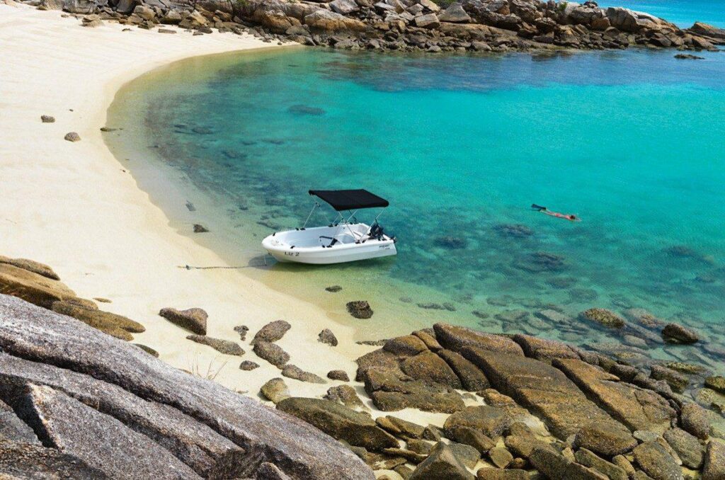 A guided boat snorkeling tour in crystal-clear Mediterranean waters.