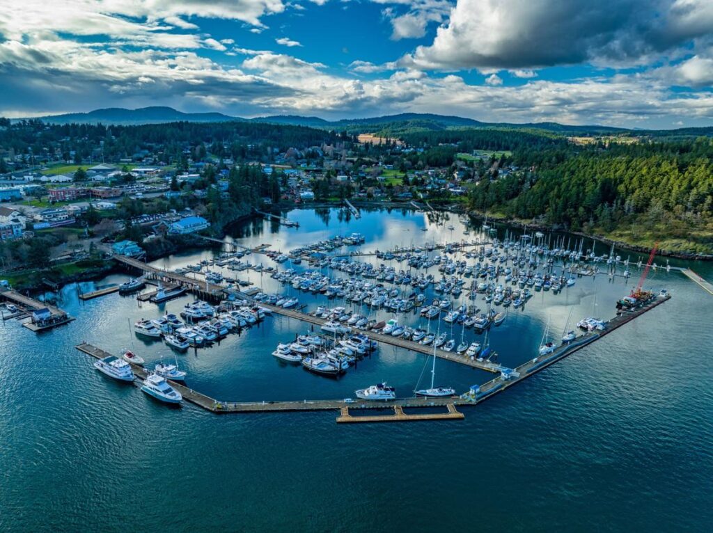 Marina in Friday Harbor serving as a departure point for Pacific Northwest boat charters.