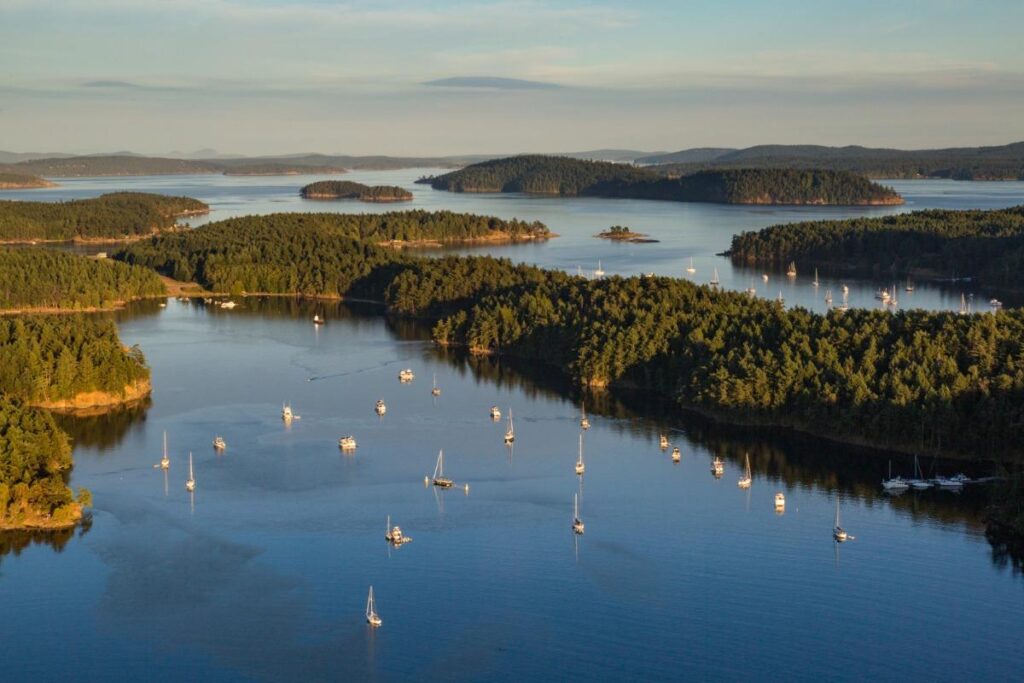 Island hopping by sailboat through Washington's San Juan Islands.